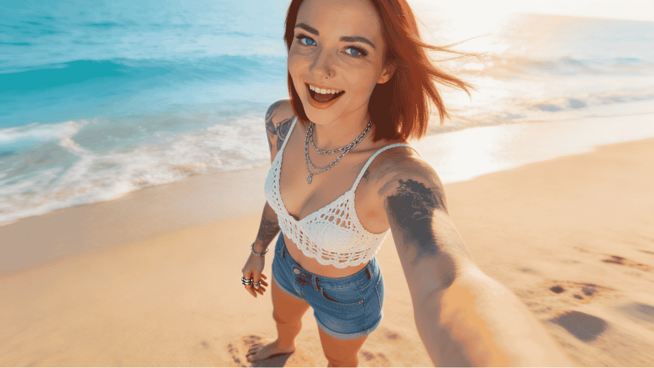 Cam Girl NinaDevil im Sunny Beach Boho Look